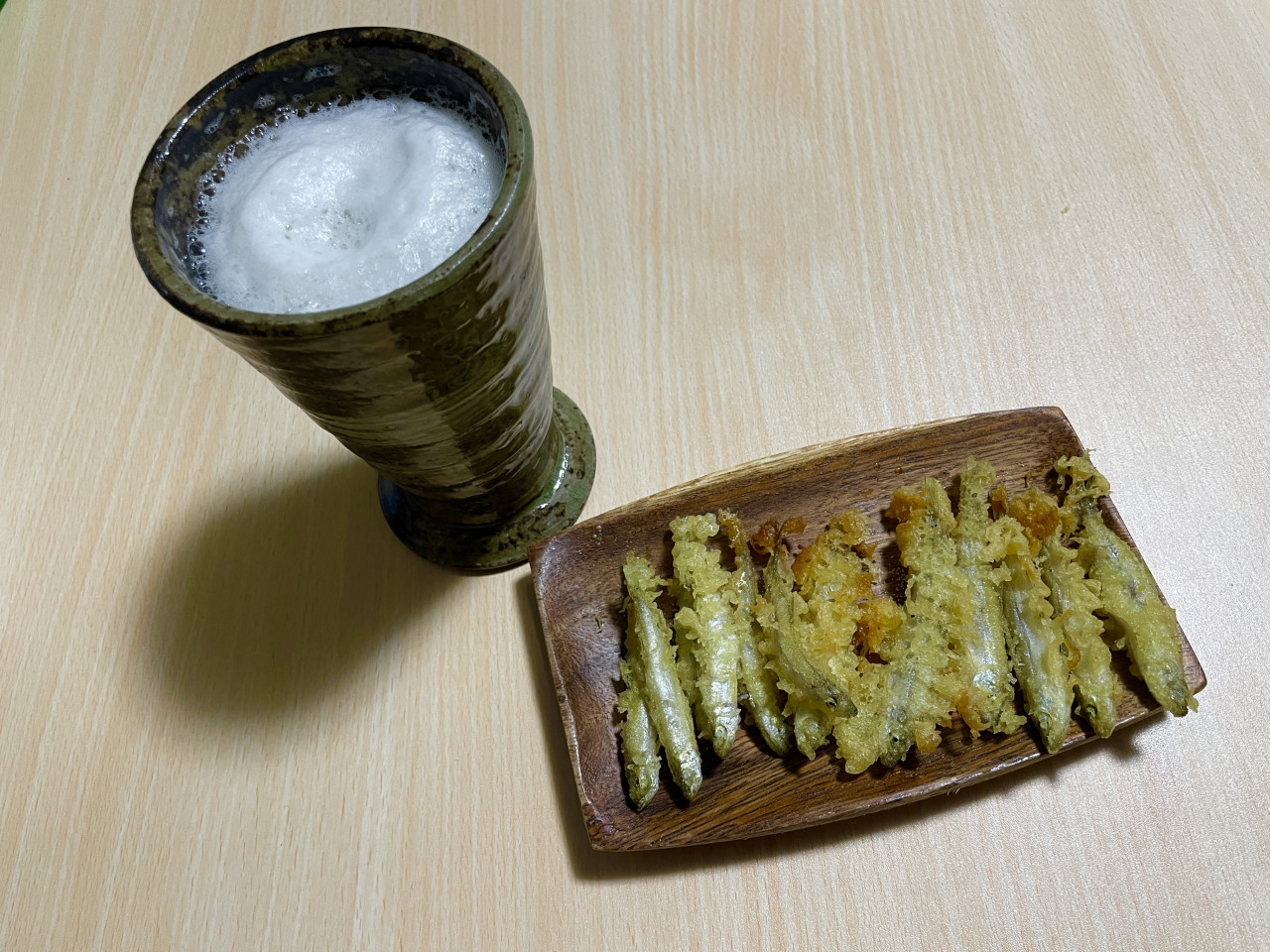 ビールと天ぷら