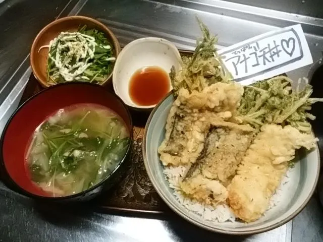 アナゴ天丼♪水菜コラボ（水口さん）