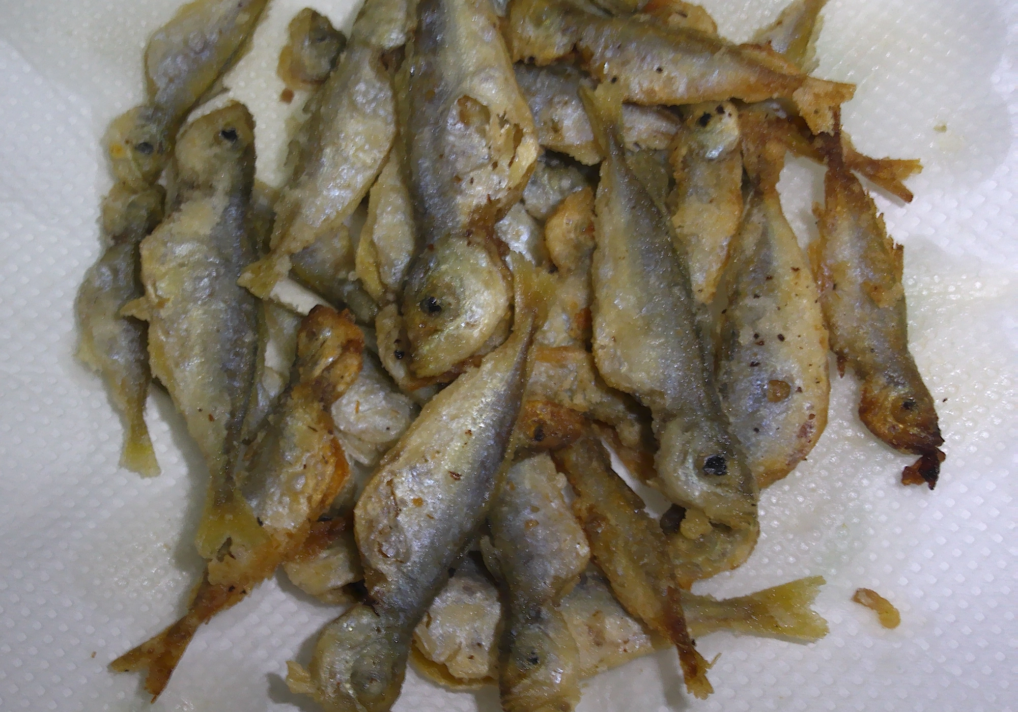 釣れたアジはカラアゲで頂きました、小さくてもアジは美味しいです♪