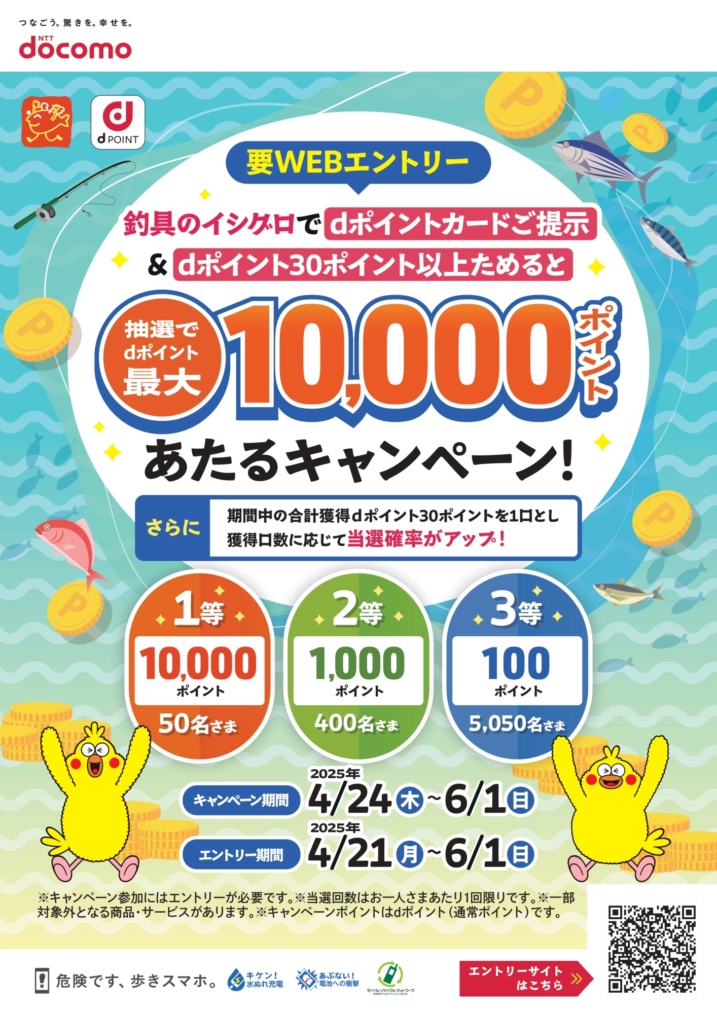 抽選でdポイント最大10,000ポイントあたるキャンペーン【要WEBエントリー】