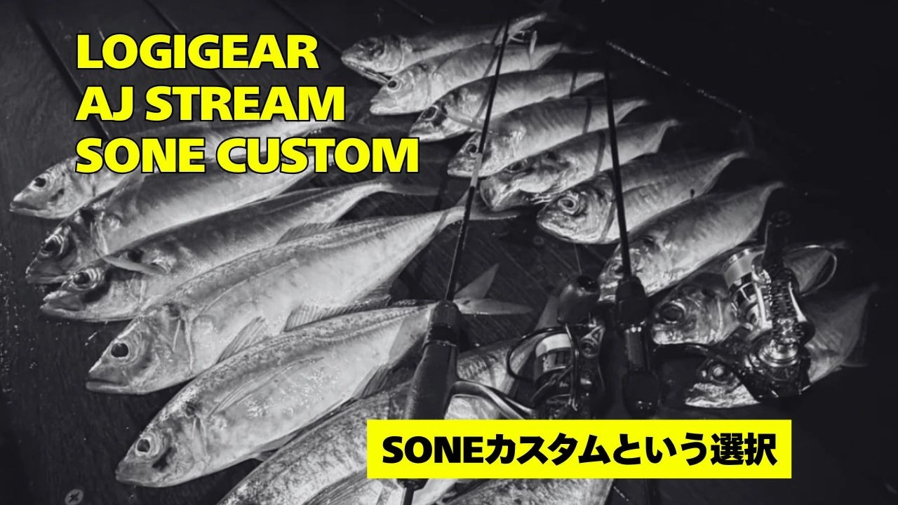 チタンティップ加工が施されたAJストリーム53SONEカスタムとアジの釣果写真
