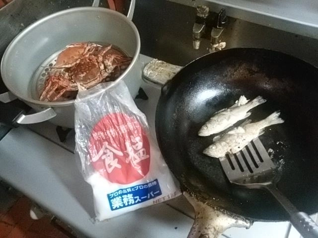 ウロコとり腹出し。