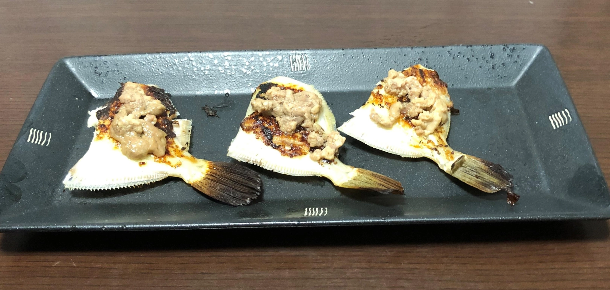 カワハギ酒塩焼き 肝焼き乗せ