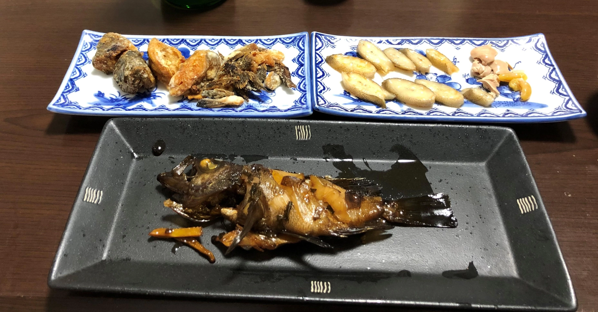 料理後　背越し・唐揚げ・煮つけ

内臓以外捨てる箇所なし。味もよしでした。