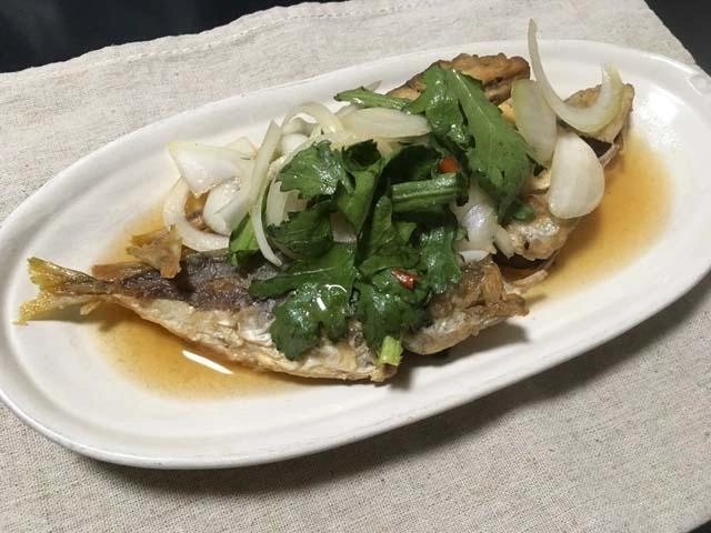 サラダ春菊を使ったアジの南蛮漬け