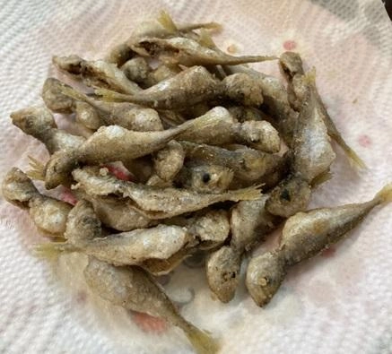 アジは唐揚げにしました。