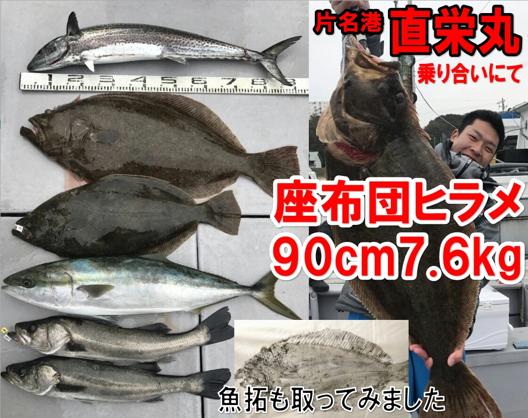 イシグロ半田店 片名港直栄丸さん乗り合いにて座布団ヒラメ