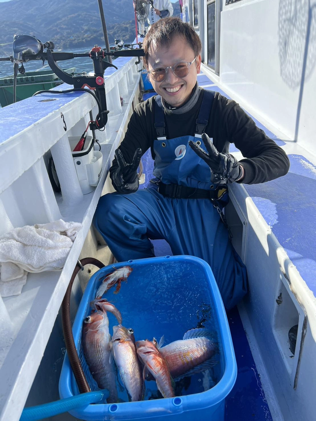 良型のアマダイが釣れています！私が釣ったアマダイの最大は36㎝と普段では良型ですが、他の方たちは更に大きなアマダイを釣っていました！アマダイ釣り、今がチャンスです。