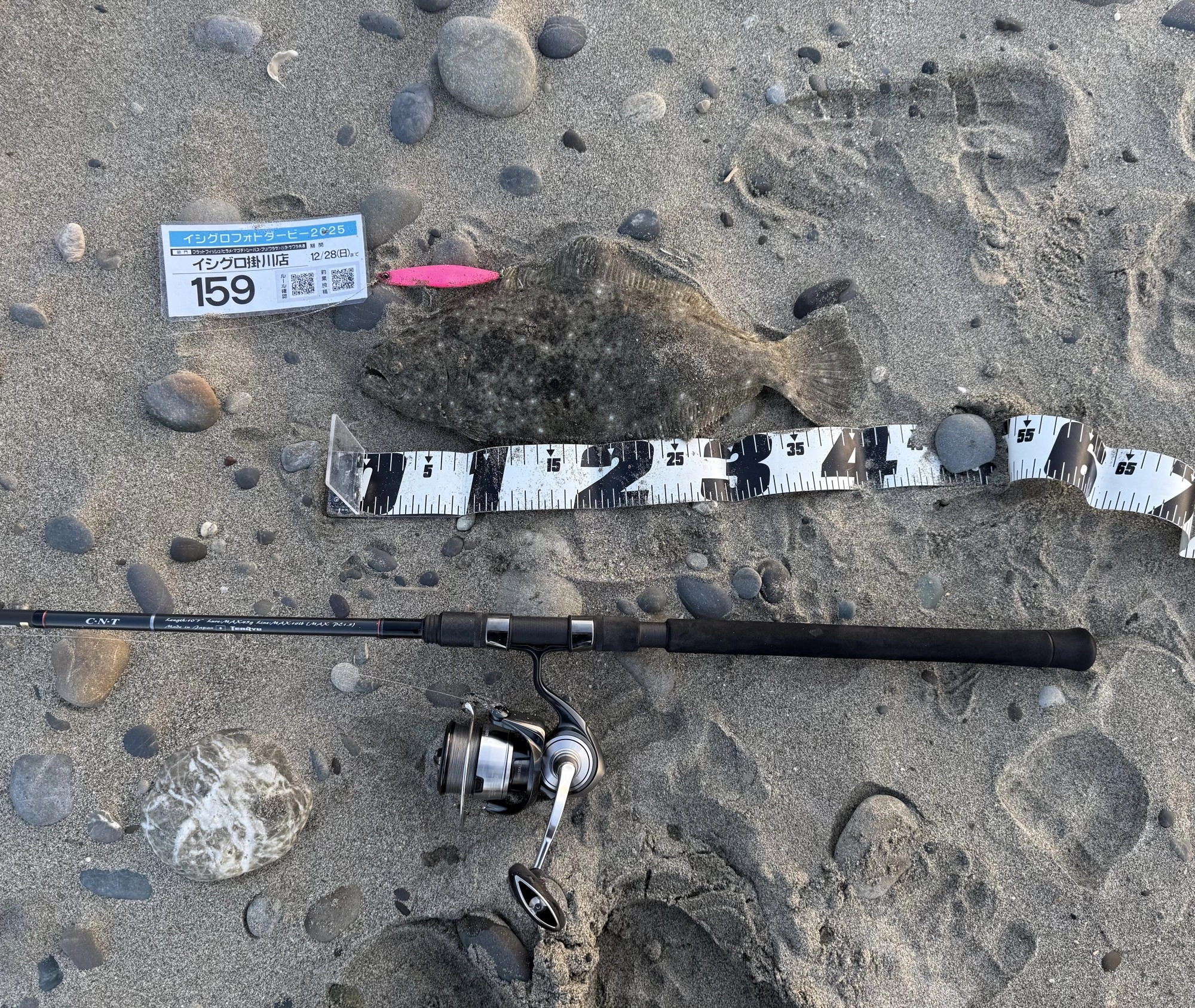 根の多いサーフでトリプルフックではすぐ根掛かってしまいます。シングルフックに交換する事により根掛かりが軽減され釣れた1匹です。