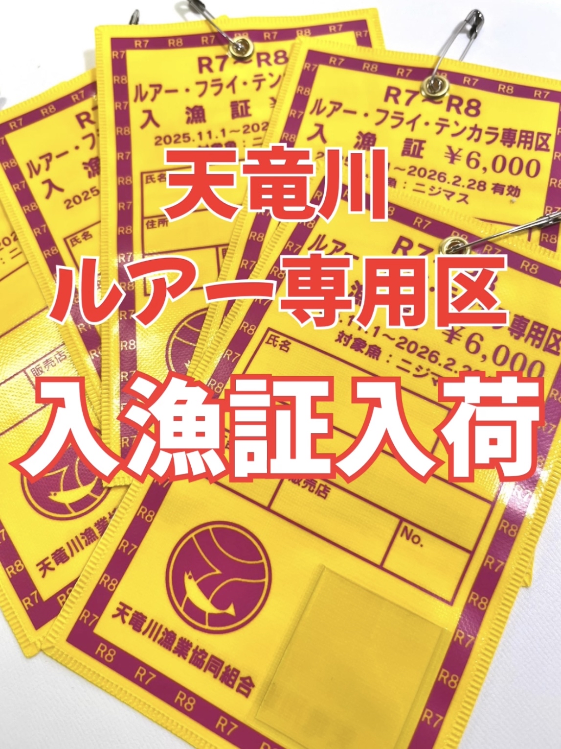R7～8年 天竜川ルアー専用区入漁証入荷！＆ニジマス釣り場のご案内